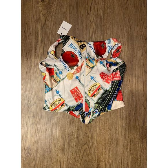 Miaou Campbell Satin Corset Figaro Italy Print Size 1XL NWT $269 - Picture 5 of 6